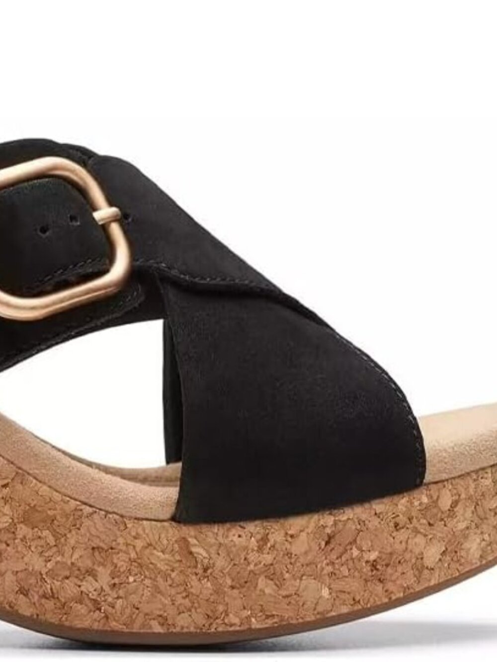 Clarks Collection Women's Giselle Dove Wedge Sandal, Black Nubuck, 8.5 Medium US - Picture 5 of 7